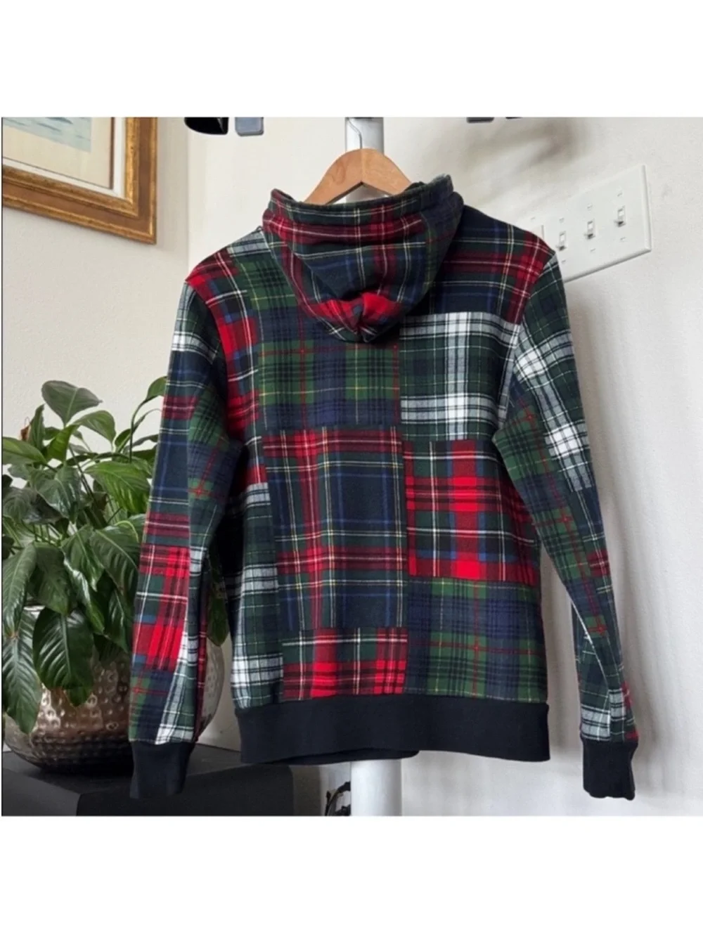 Polo Ralph Lauren Kids Youth Patchwork Plaid Fleece Hoodie/Sweatshirt Sz 14/16